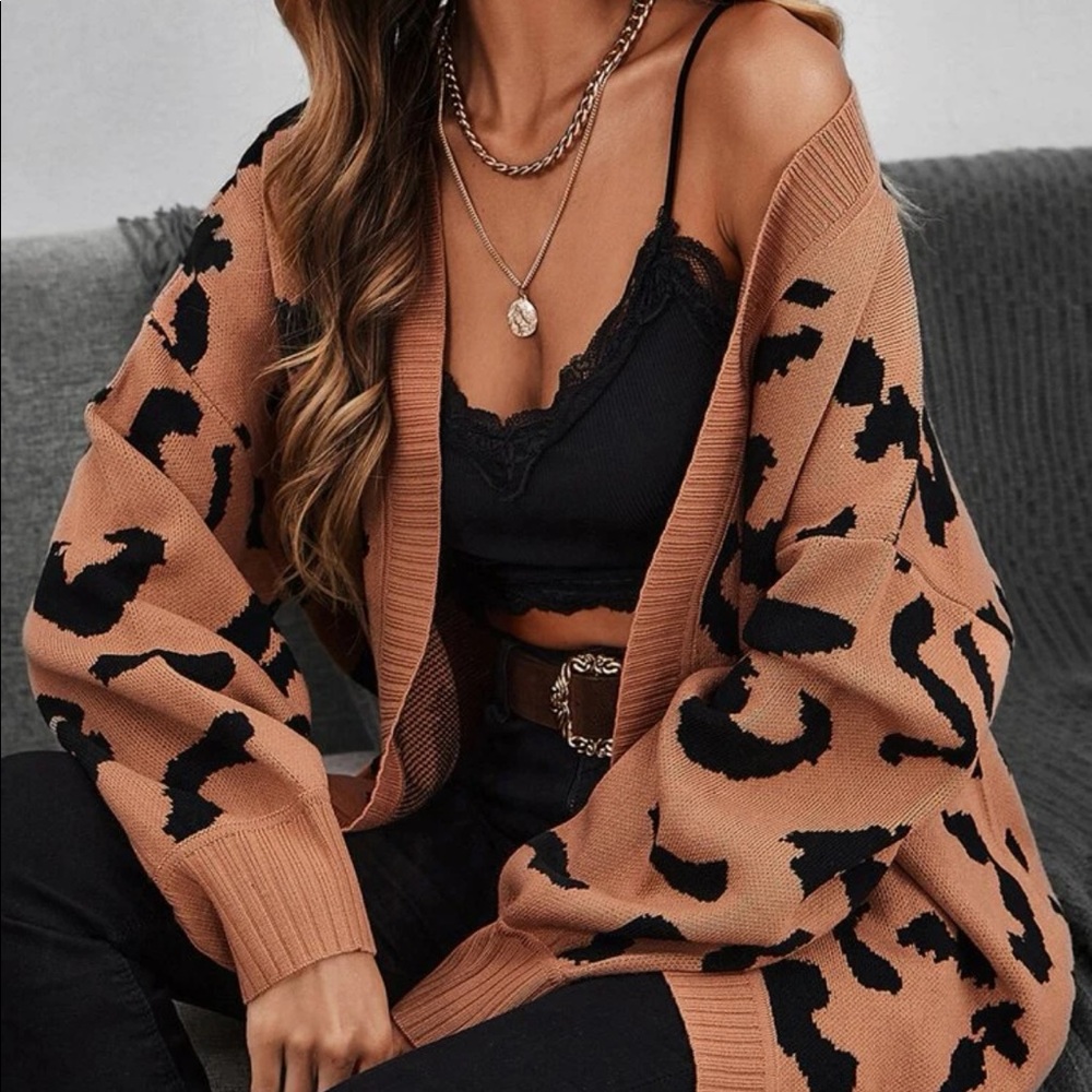 Boho leopard print open front cardigan - Picture 6 of 6